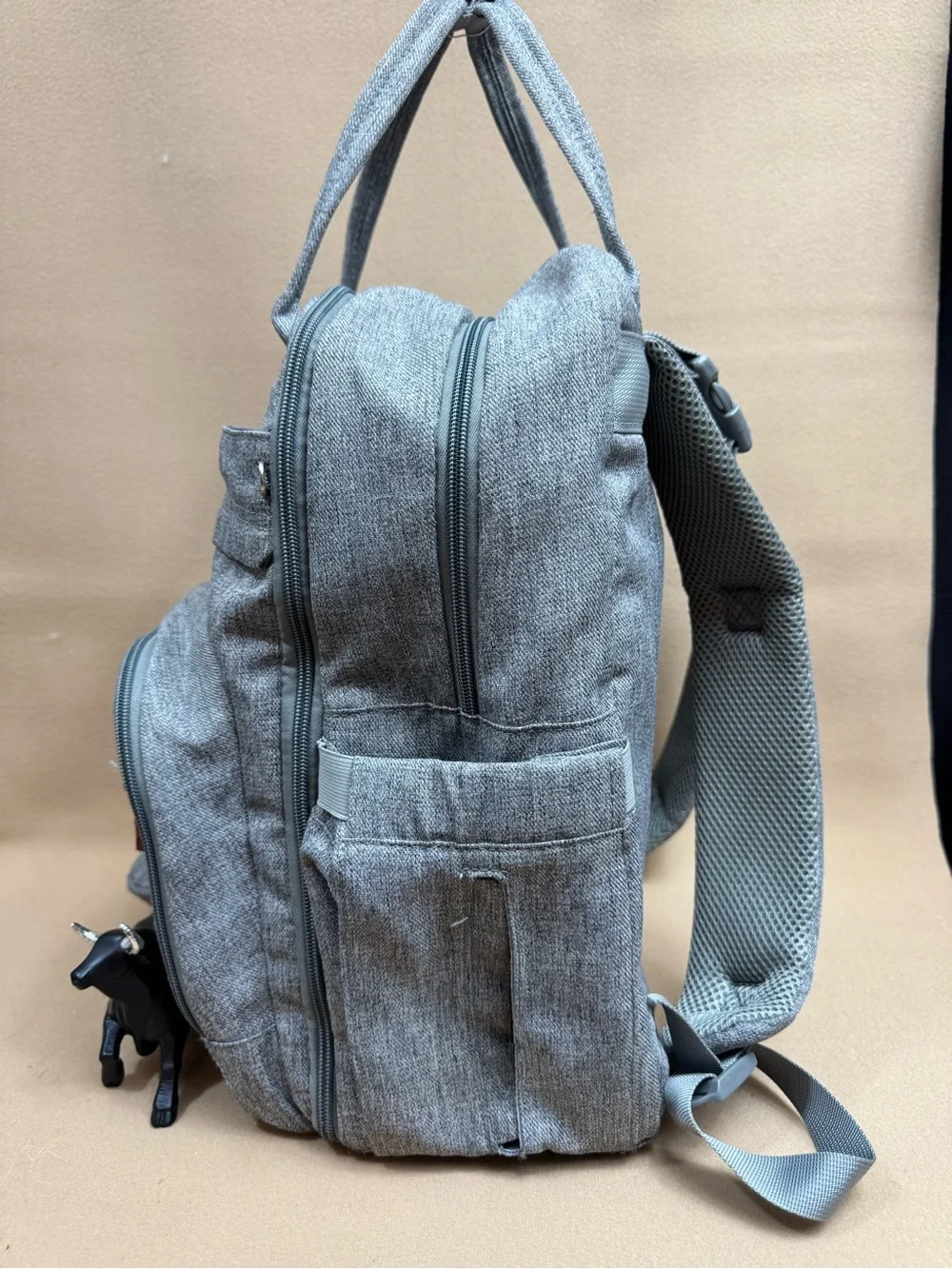 Gray Quilted Baby Diaper Backpack - Neutral Gray